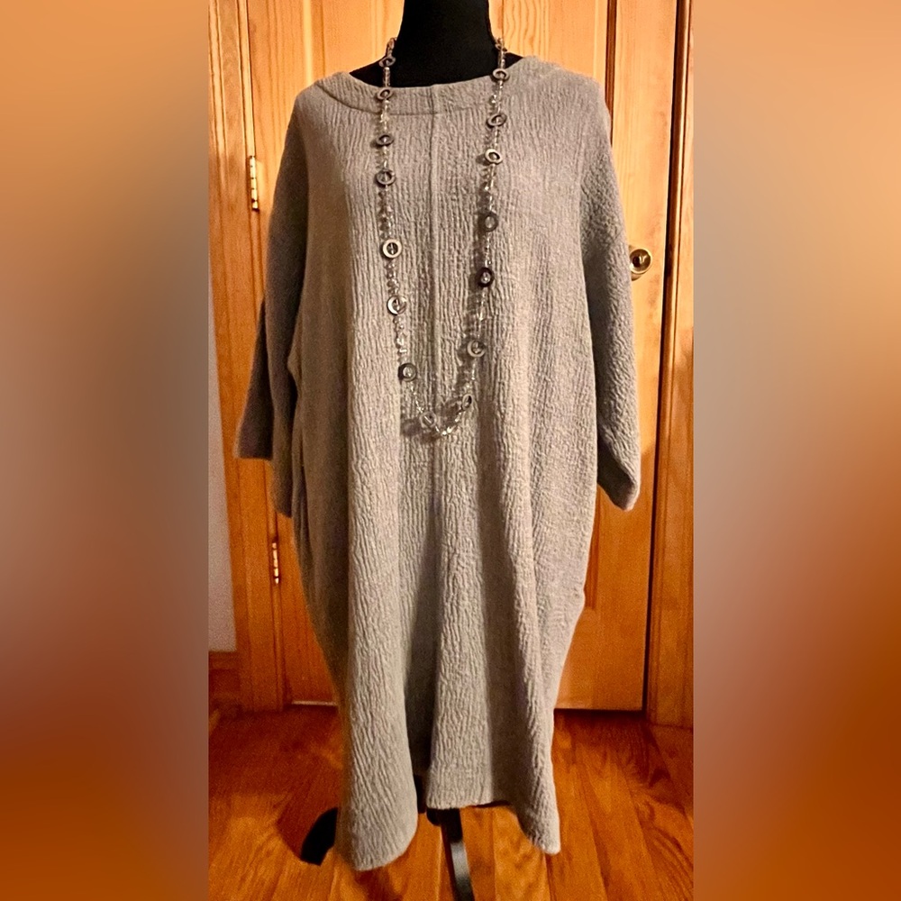 Pure Jill J. Jill Gray Textured Cotton Wool Blend Tunic Top Mini Dress Pockets M